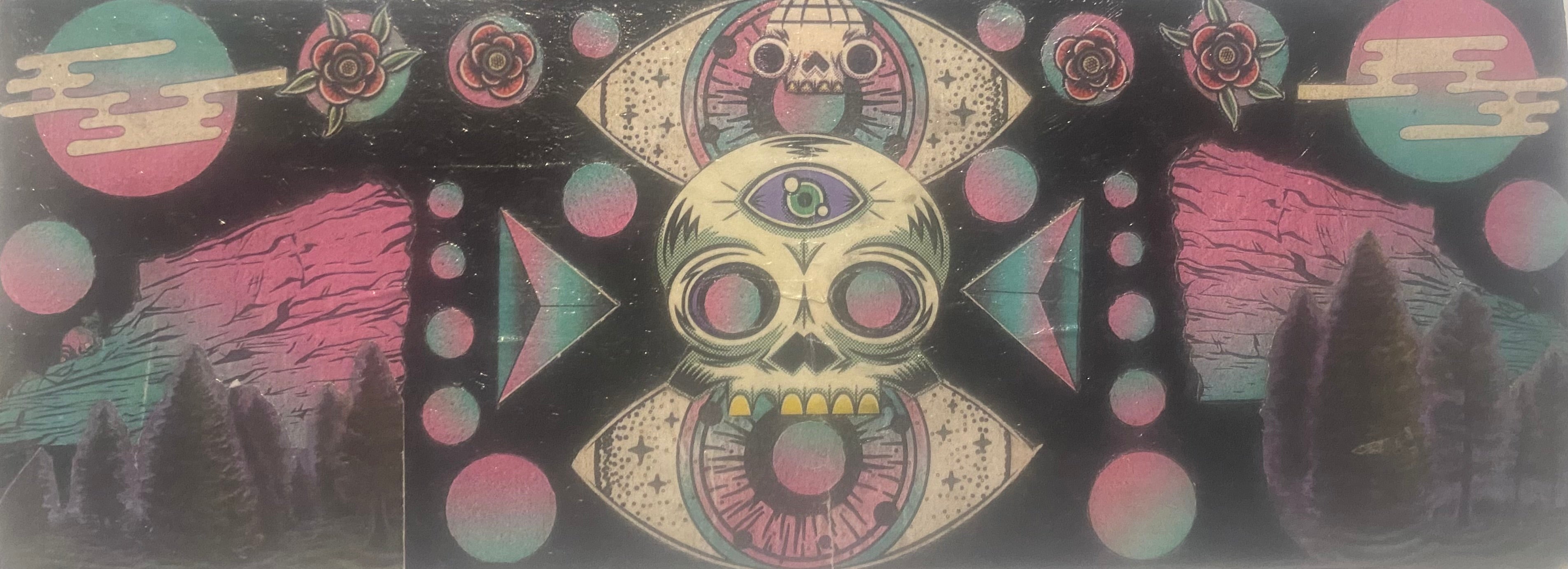 Pink n blue skull eye stu